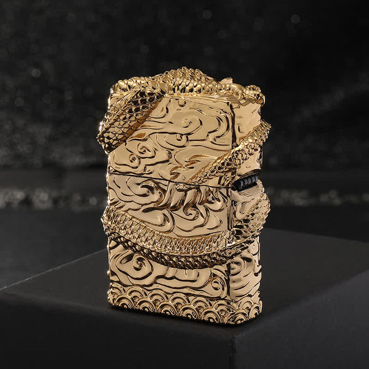 Retro Carved Dragon Design Refillable Kerosene Lighter