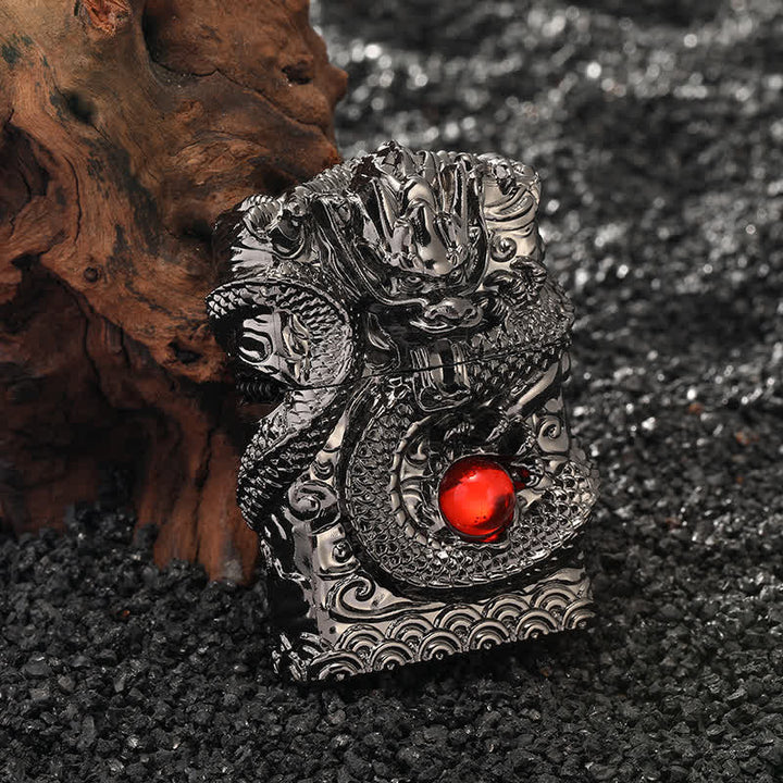 Retro Carved Dragon Design Refillable Kerosene Lighter