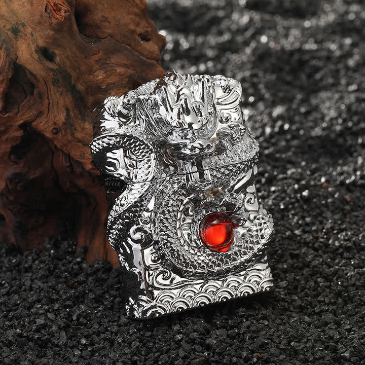 Retro Carved Dragon Design Refillable Kerosene Lighter