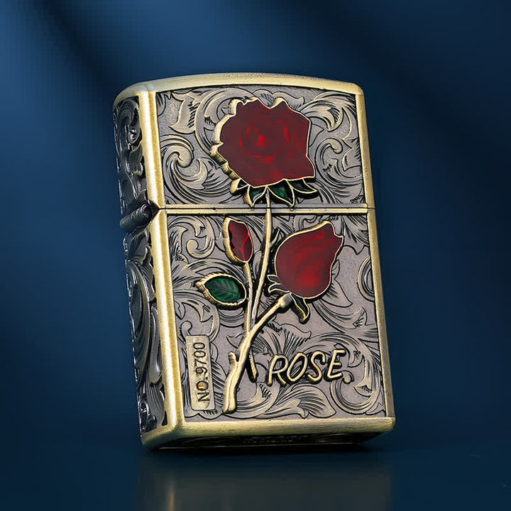 Portable Rose Flowers Refillable Kerosene Lighter