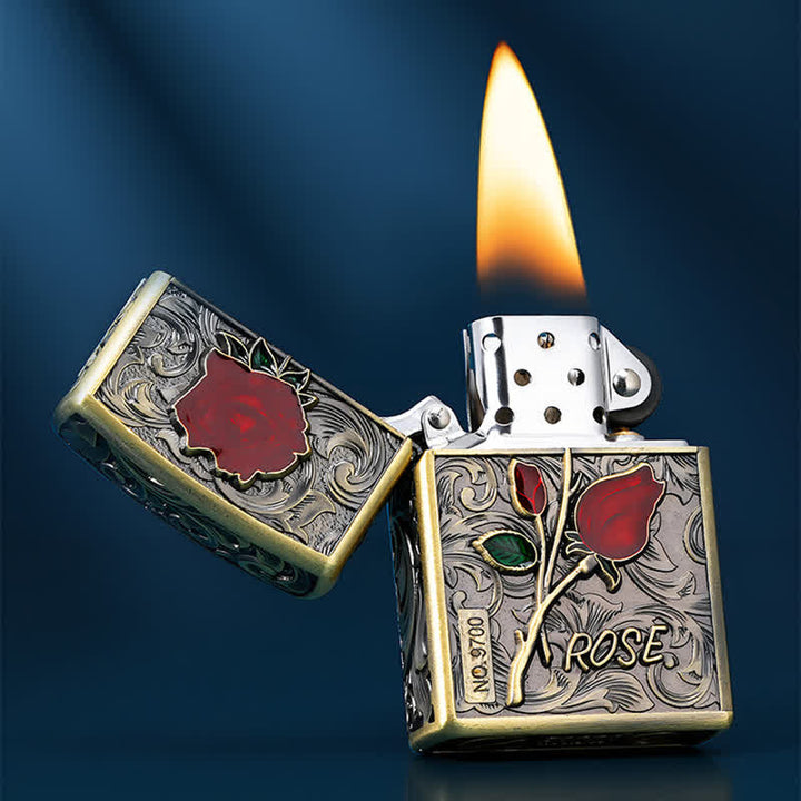 Portable Rose Flowers Refillable Kerosene Lighter