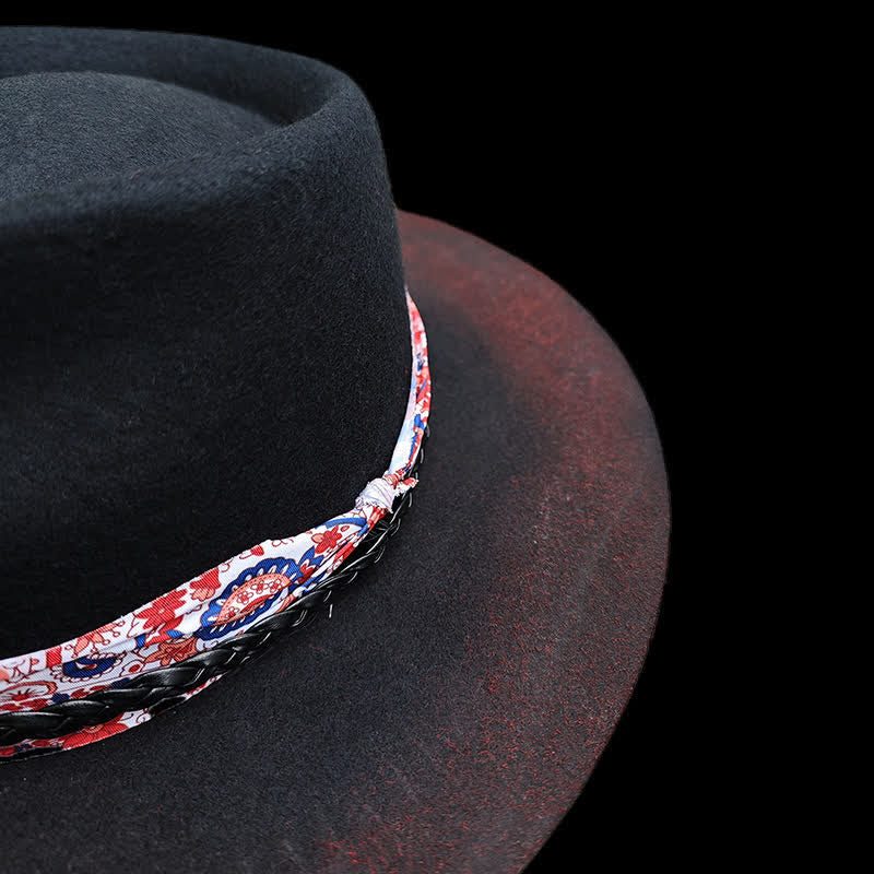 Funny Red Paisley Band Belt Black Cowboy Hat