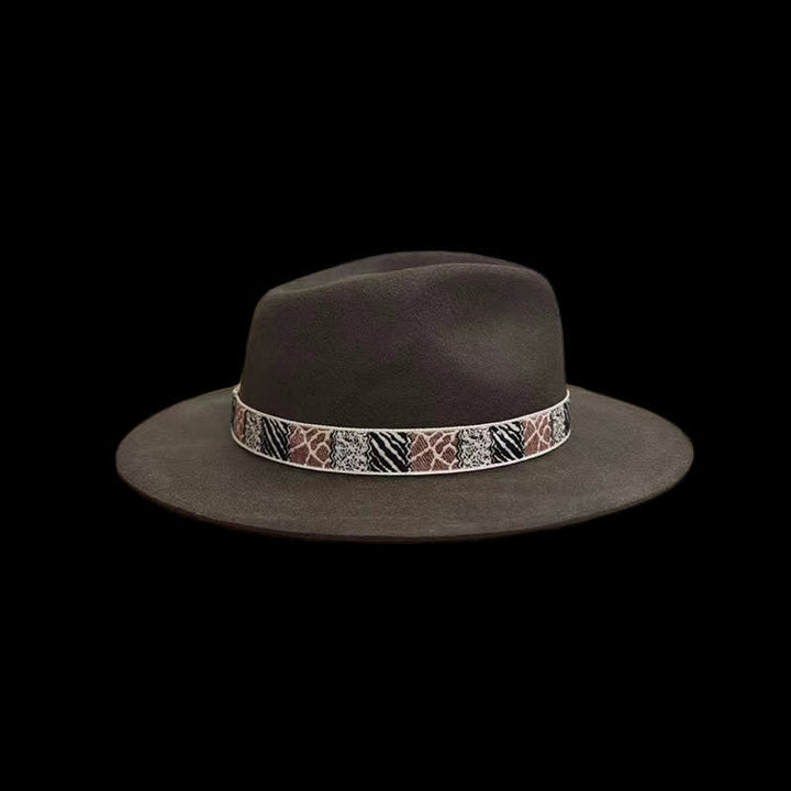 Dark Green Exotic Design Band with Feather Cowboy Hat