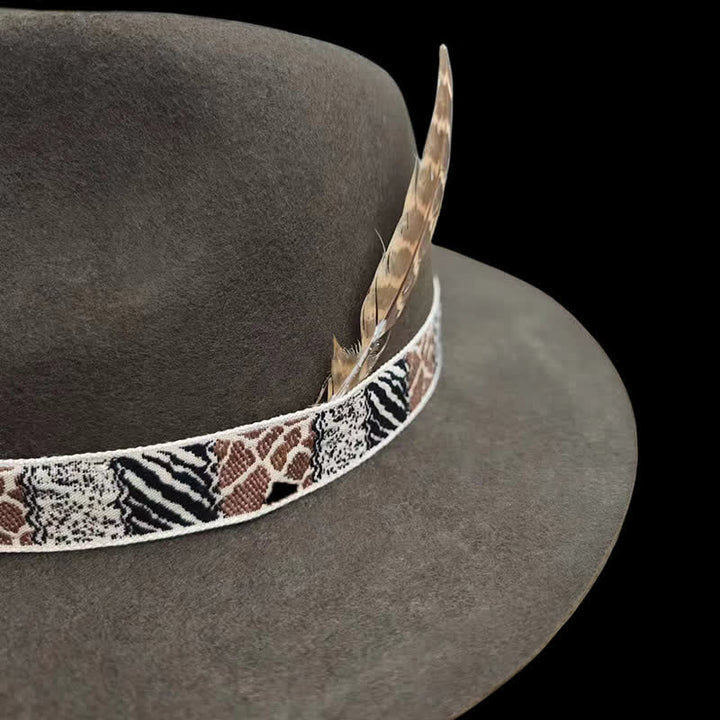 Dark Green Exotic Design Band with Feather Cowboy Hat