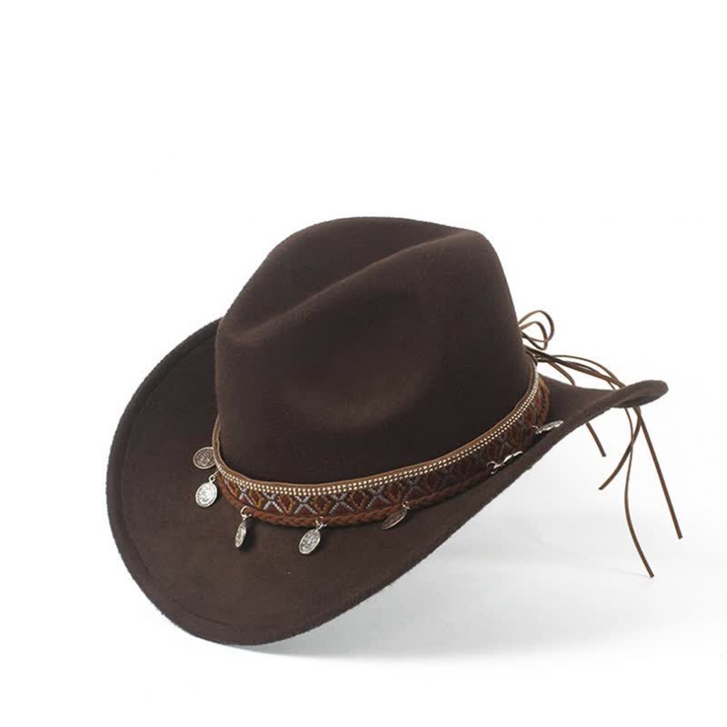 Retro Wide Brimmed Braided Rope Band Cowboy Hat