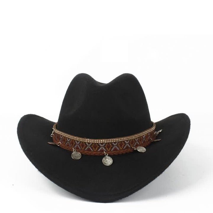 Retro Wide Brimmed Braided Rope Band Cowboy Hat - image 5