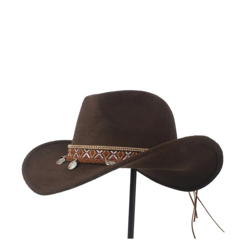 Retro Wide Brimmed Braided Rope Band Cowboy Hat