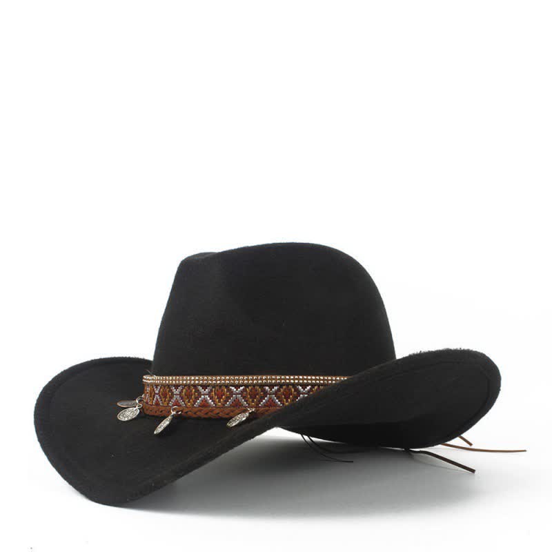 Retro Wide Brimmed Braided Rope Band Cowboy Hat