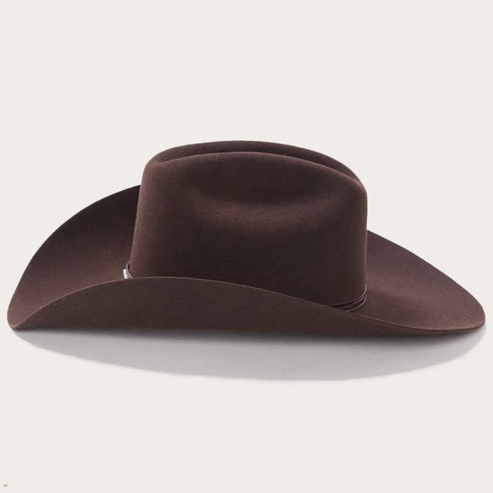 Simple Solid Coffee Color Wide Brimmed Cowboy Hat