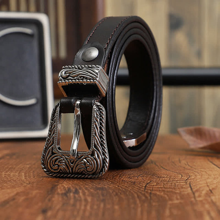 Classic western Versatile Design Slim Cowhide Leather Belt