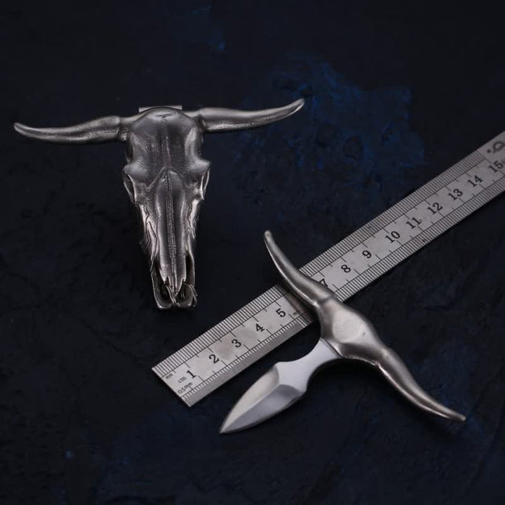 Longhorn Bull Head Multi-function EDC Tool Pendant Belt Buckle - Silver - image 0