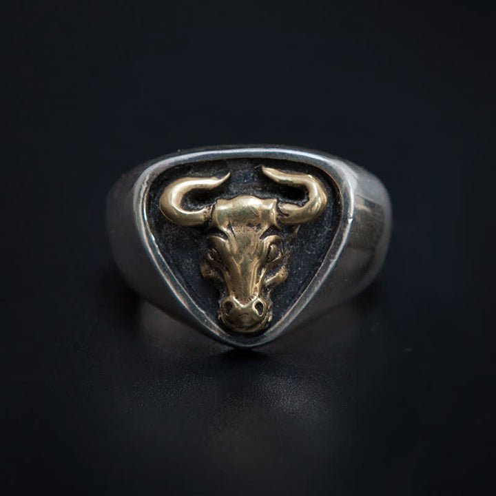 Men's Domineering Rock Bull Totem Opening Adjustable Ring