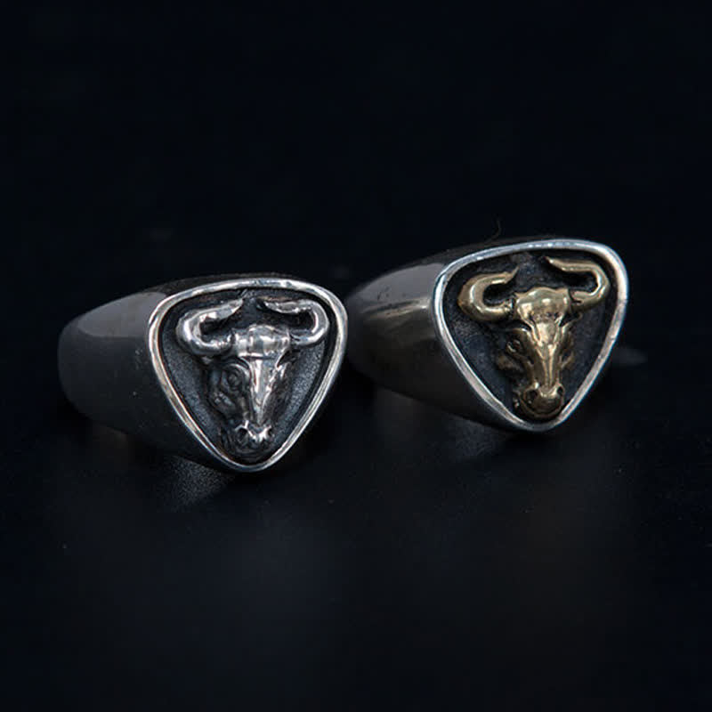 Men's Domineering Rock Bull Horse Totem Opening Adjustable Ring - image 5