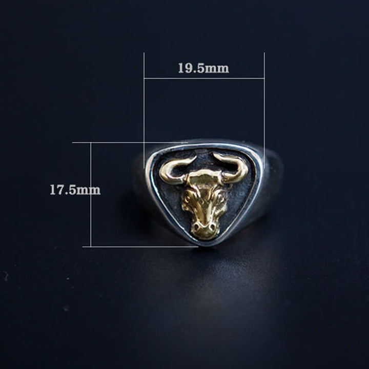 Men's Domineering Rock Bull Horse Totem Opening Adjustable Ring - image 4