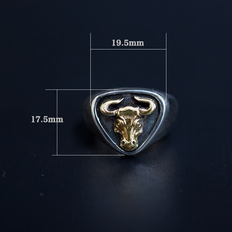 Men's Domineering Rock Bull Horse Totem Opening Adjustable Ring - image 4