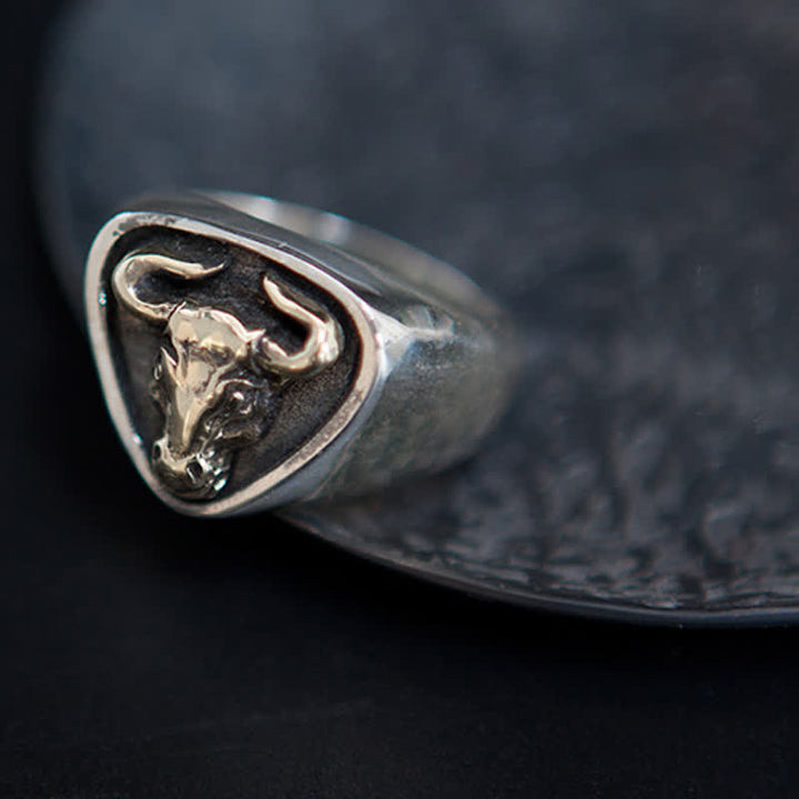 Men's Domineering Rock Bull Totem Opening Adjustable Ring