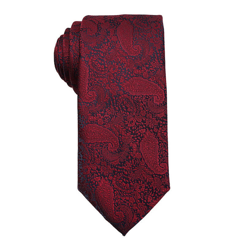 Men's Dark Red Series Paisley Evening Dress Accessories Necktie