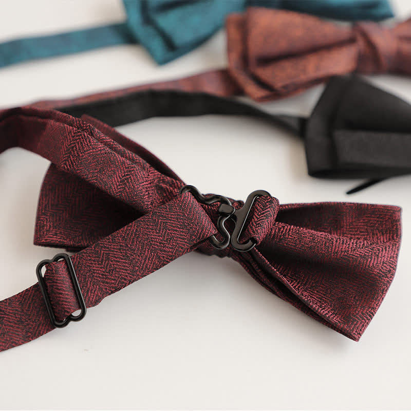 Men's Retro Simple Solid Color Double Gentleman Bow Tie