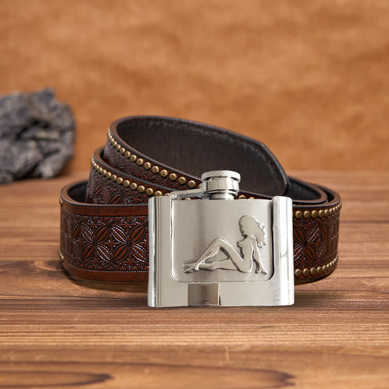 Men's DIY 2oz. Lady's Profile Leather Belt with Hidden Flask