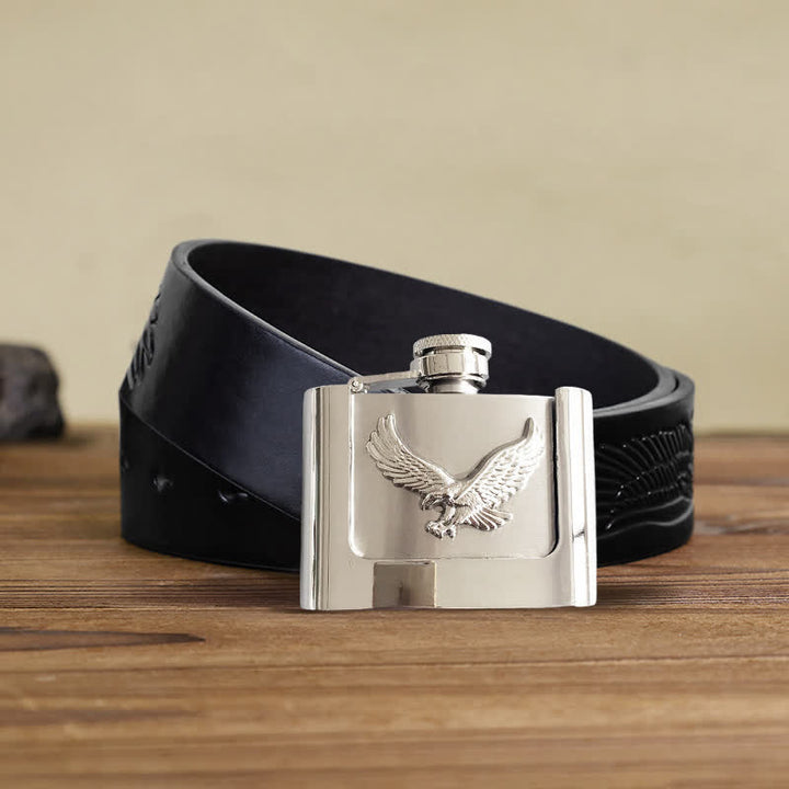 Men's DIY 2oz. Flying Eagle Leather Belt with Hidden Flask