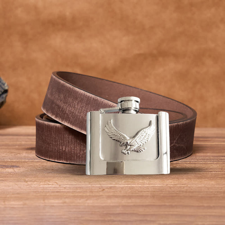 Men's DIY 2oz. Flying Eagle Leather Belt with Hidden Flask