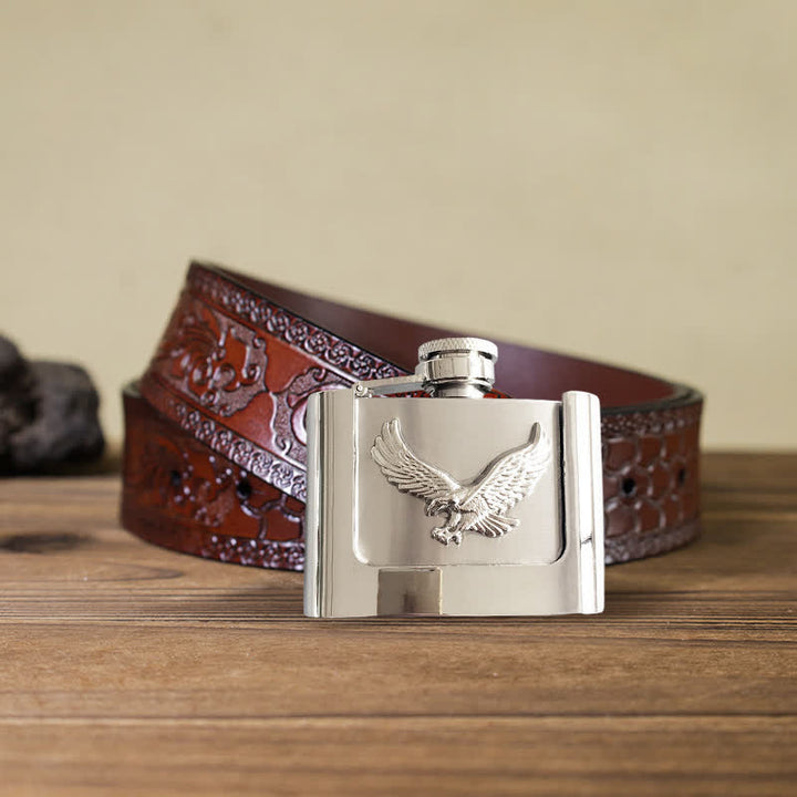 Men's DIY 2oz. Flying Eagle Leather Belt with Hidden Flask