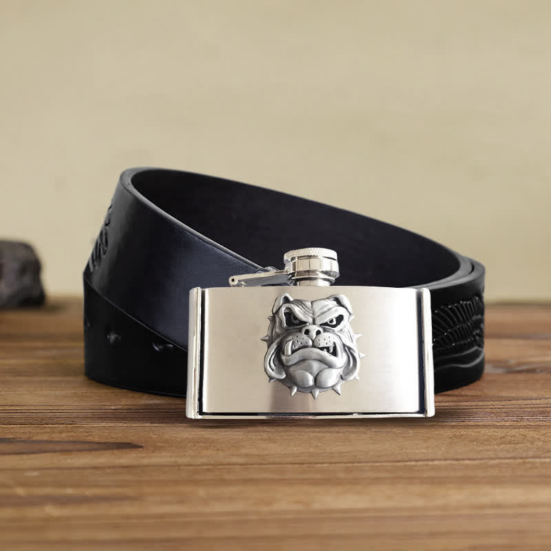 Men's DIY 3oz. Bull Dog Leather Belt with Hidden Flask