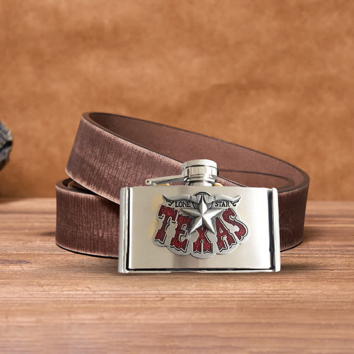 Men's DIY 3oz. Texas Star Leather Belt with Hidden Flask