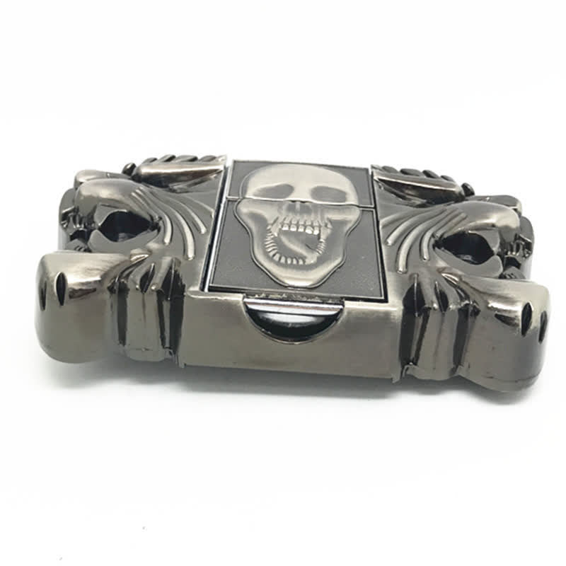 Men's DIY Bold Skull Head Leather Belt with Hidden Lighter