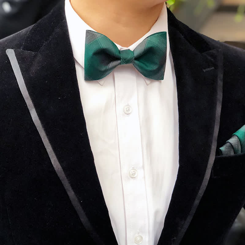 Men's British Style Plaid Pattern Groom Bow Tie