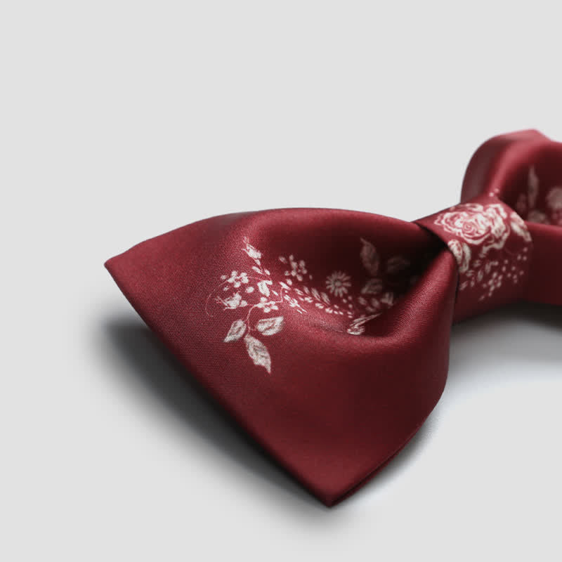 Men's Elegant Floral Plant Pattern Wedding Bow Tie