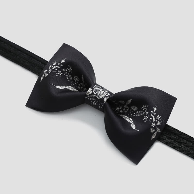 Men's Elegant Floral Plant Pattern Wedding Bow Tie