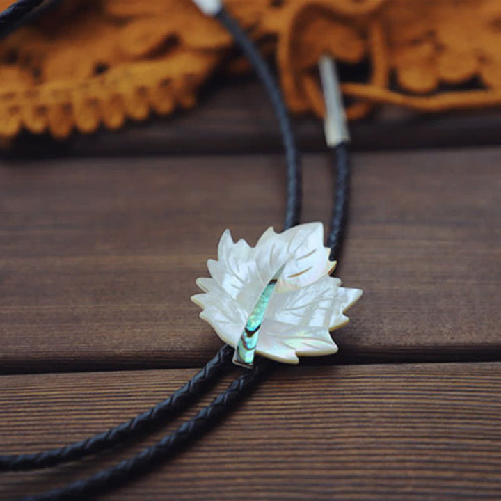 Creative Delicate Maple Leaf Shaped Shell Bolo Tie