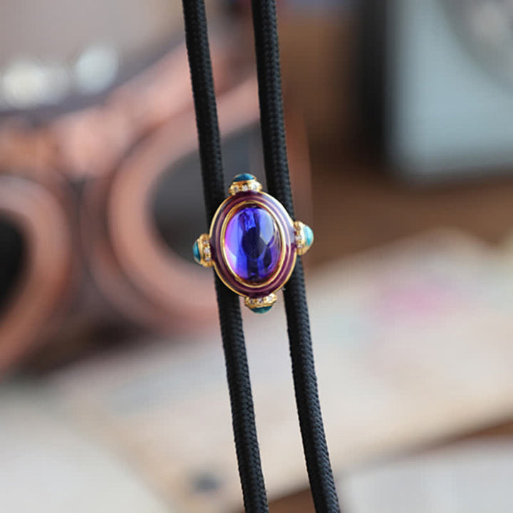 Small Vintage Blue Purple Gemstone Bolo Tie