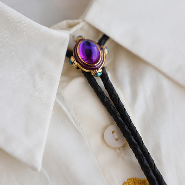 Small Vintage Blue Purple Gemstone Bolo Tie