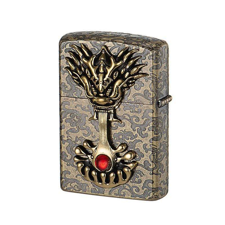 Engraved Dragon-Shaped Retro Refillable Kerosene Lighter