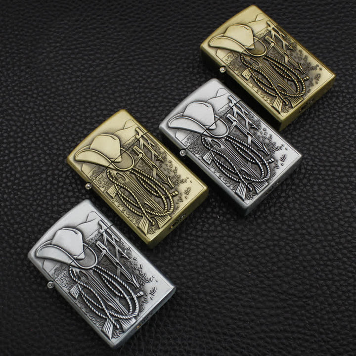 Western Scene Cowboy Hat Refillable Butane Lighter - image 4
