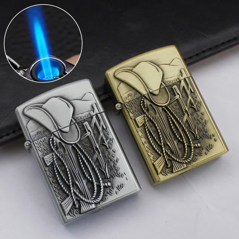 Western Scene Cowboy Hat Refillable Butane Lighter - image 0