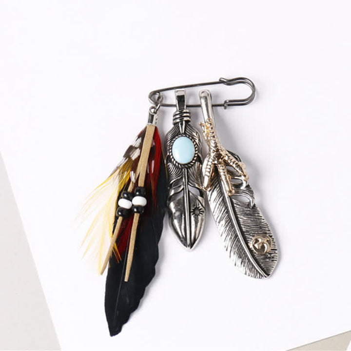 Unisex Bohemian Indian Ethnic Feather Brooch