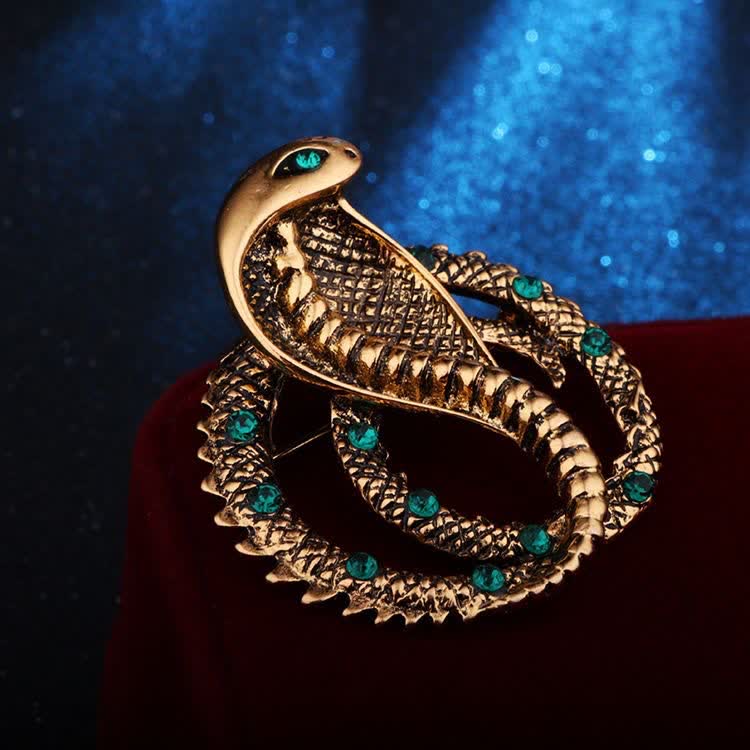 Unisex Original Retro Cobra Rhinestone Brooch