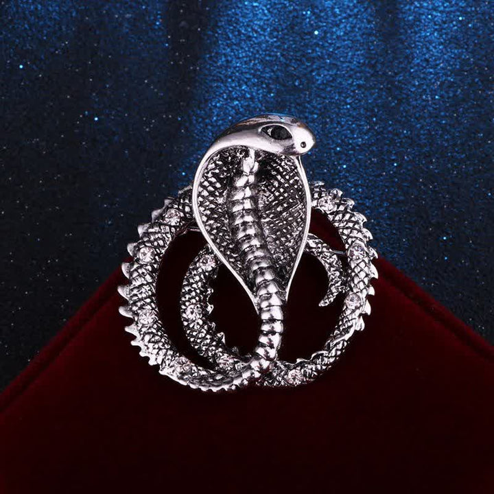 Unisex Original Retro Cobra Rhinestone Brooch