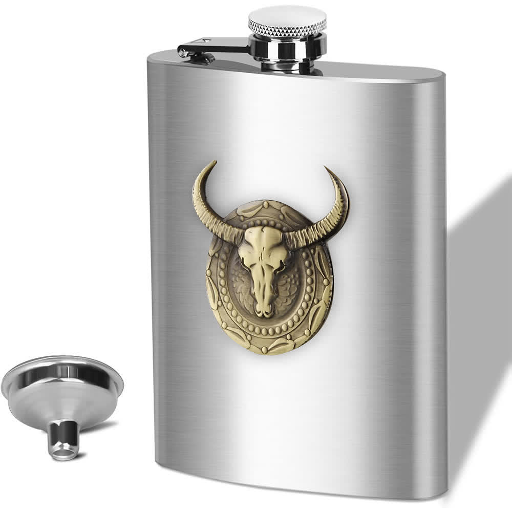 Simple Chic Bull Head Portable Flask with Small Funnel