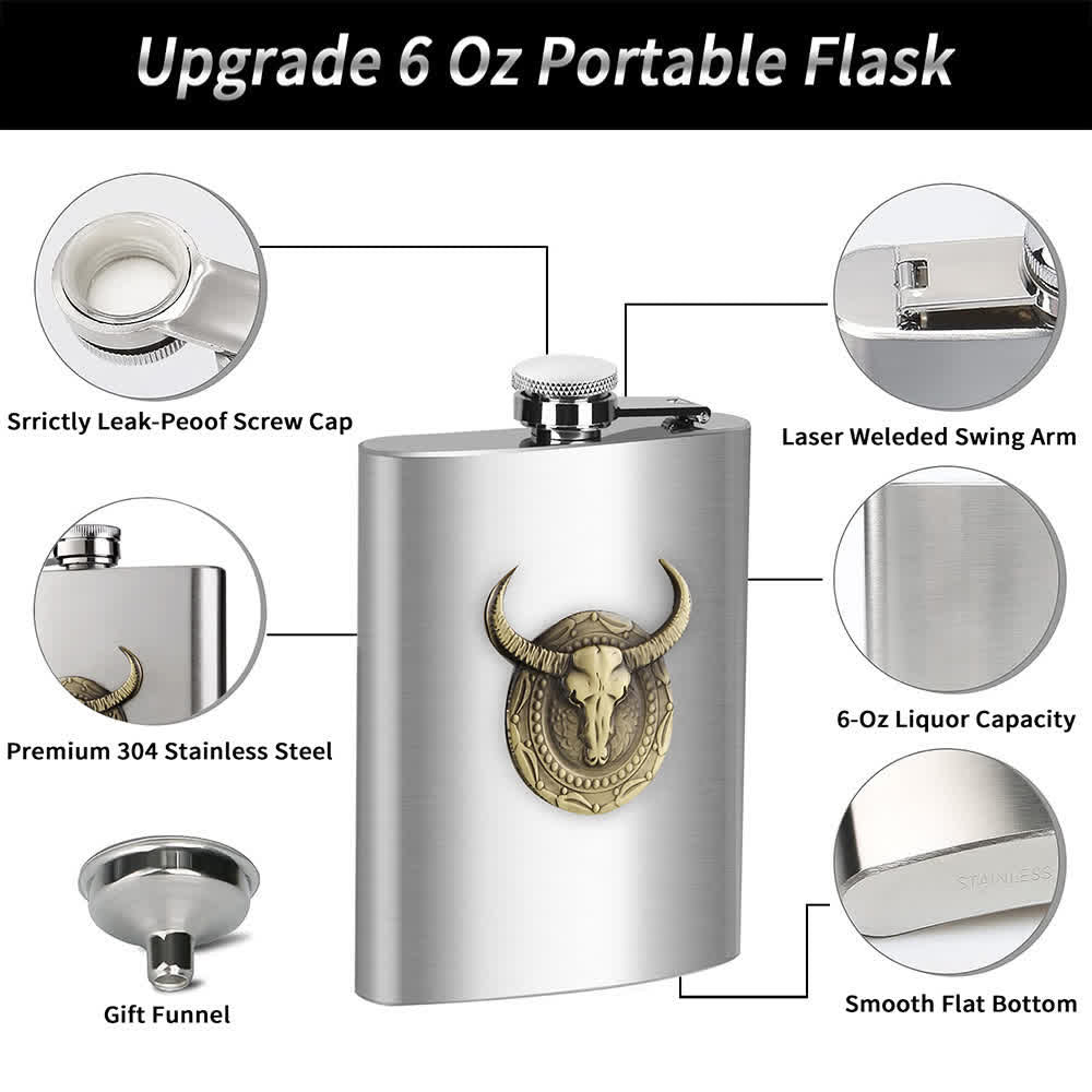 Simple Chic Bull Head Portable Flask with Small Funnel