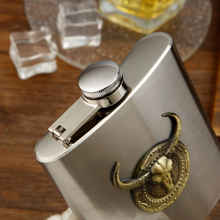 Simple Chic Bull Head Portable Flask with Small Funnel