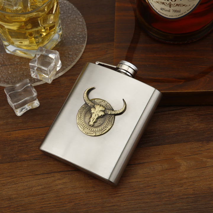 Simple Chic Bull Head Portable Flask with Small Funnel