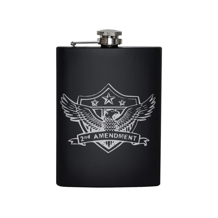 2-10 oz Eagle Laser Pattern Stainless Steel Portable Flask