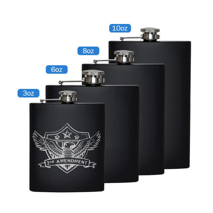 2-10 oz Eagle Laser Pattern Stainless Steel Portable Flask