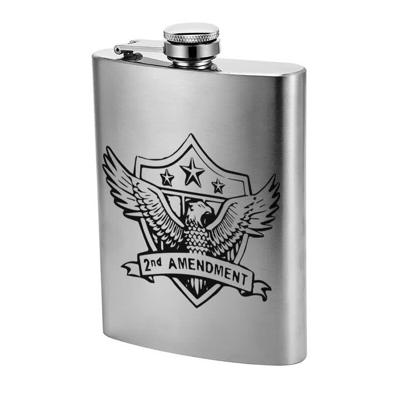 2-10 oz Eagle Laser Pattern Stainless Steel Portable Flask