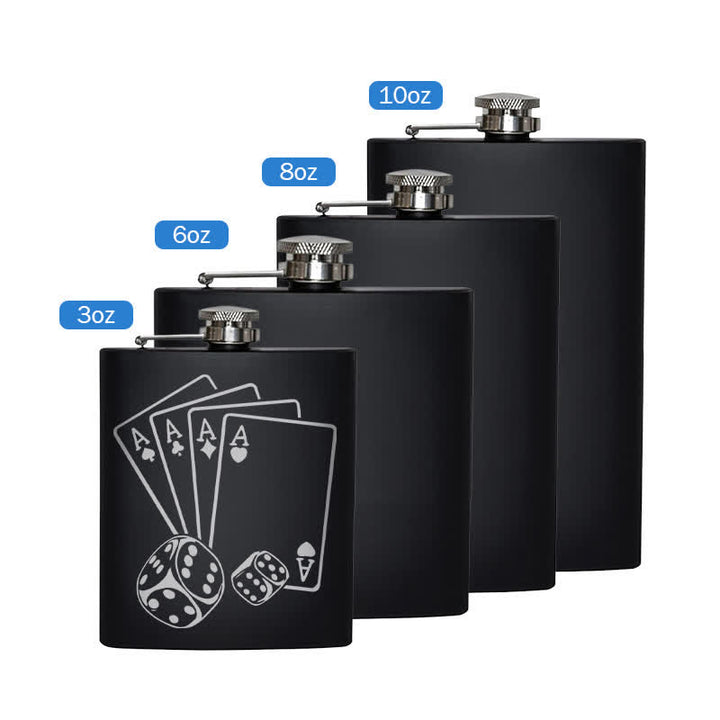 2-10 oz Poker Dice Laser Pattern Stainless Steel Portable Flask