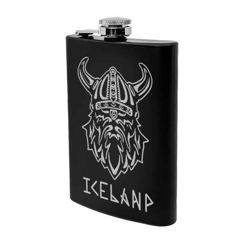 2-10 oz Viking Iceland Laser Pattern Stainless Steel Portable Flask